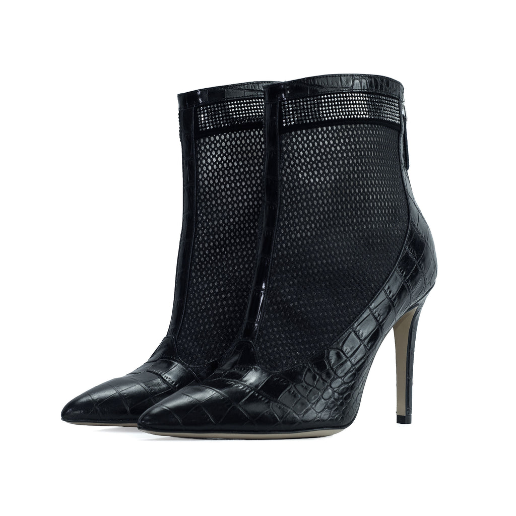 Valentina Croc Mesh Boot in Black - Stessa by Sarah