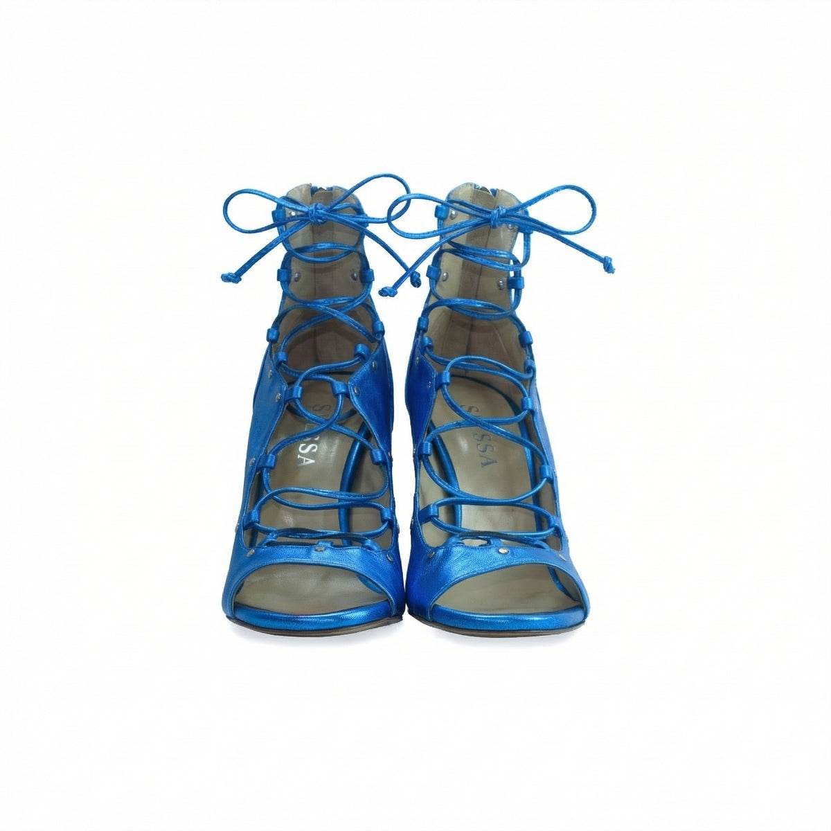 The Avalyn Lace up Sandal in Ocean Blue - Stessa by Sarah