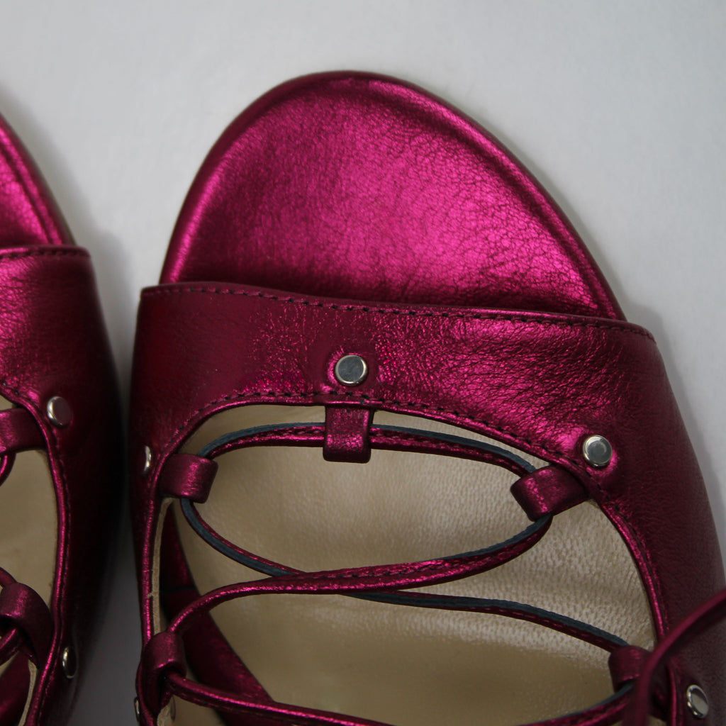Avalyn Lace up Sandal in Raspberry - Stessa by Sarah