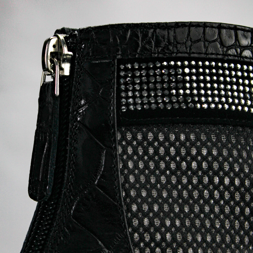 Valentina Croc Mesh Boot in Black - Stessa by Sarah