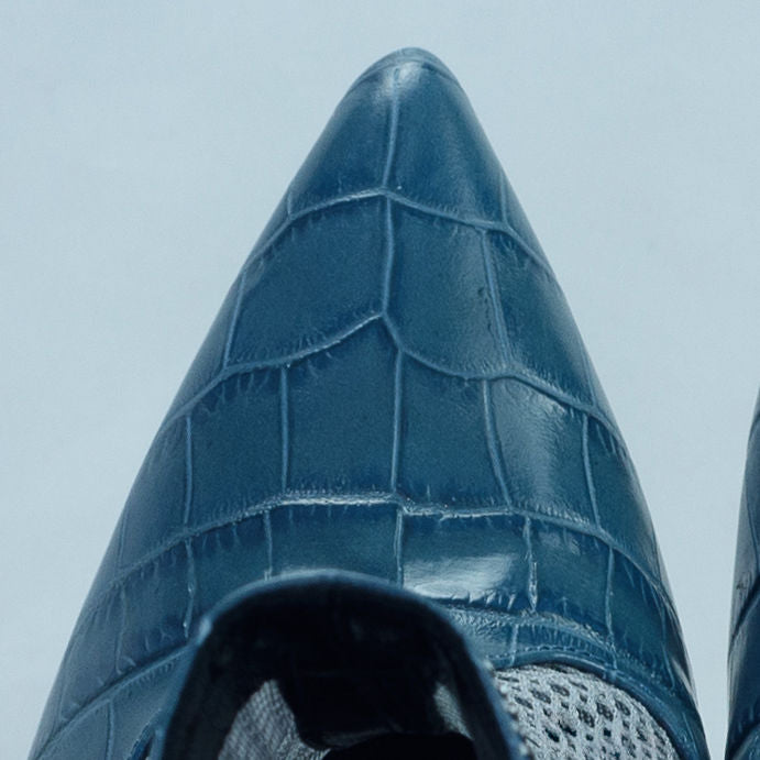 Valentina Croc Mesh Boot in Shadow Blue