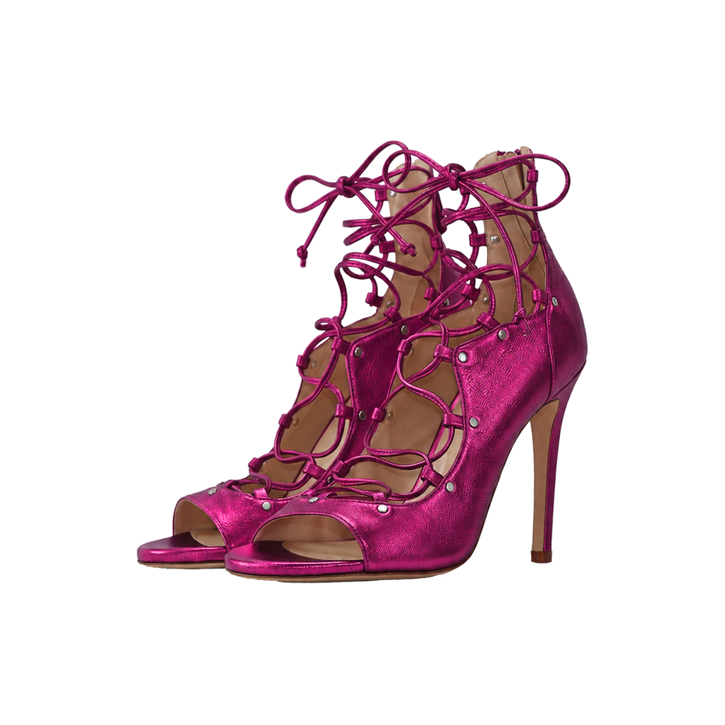 Avalyn Lace up Sandal in Raspberry