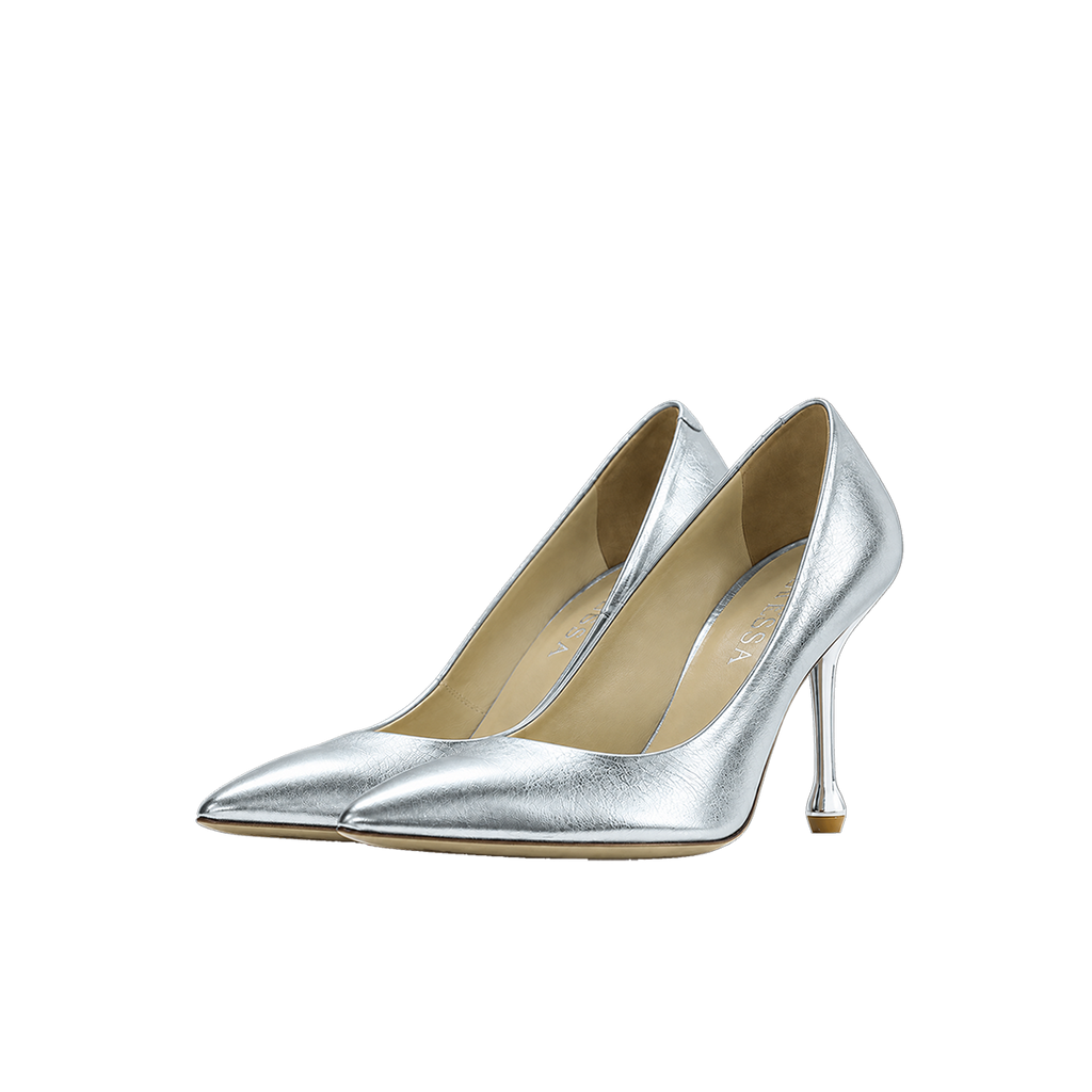 Molly Luxe Stiletto Pump in Silver