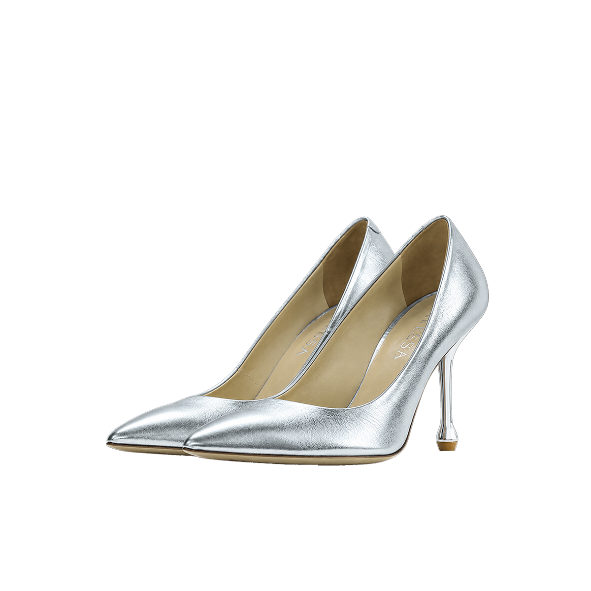 Molly Luxe Stiletto Pump in Silver