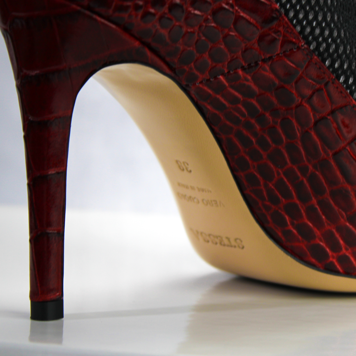 Valentina Croc Mesh Boot in Barbados Cherry