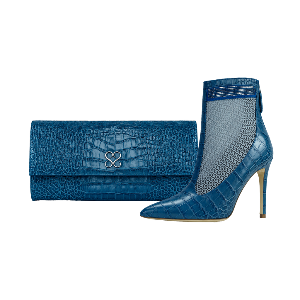 Valentina Croc Set in Shadow Blue
