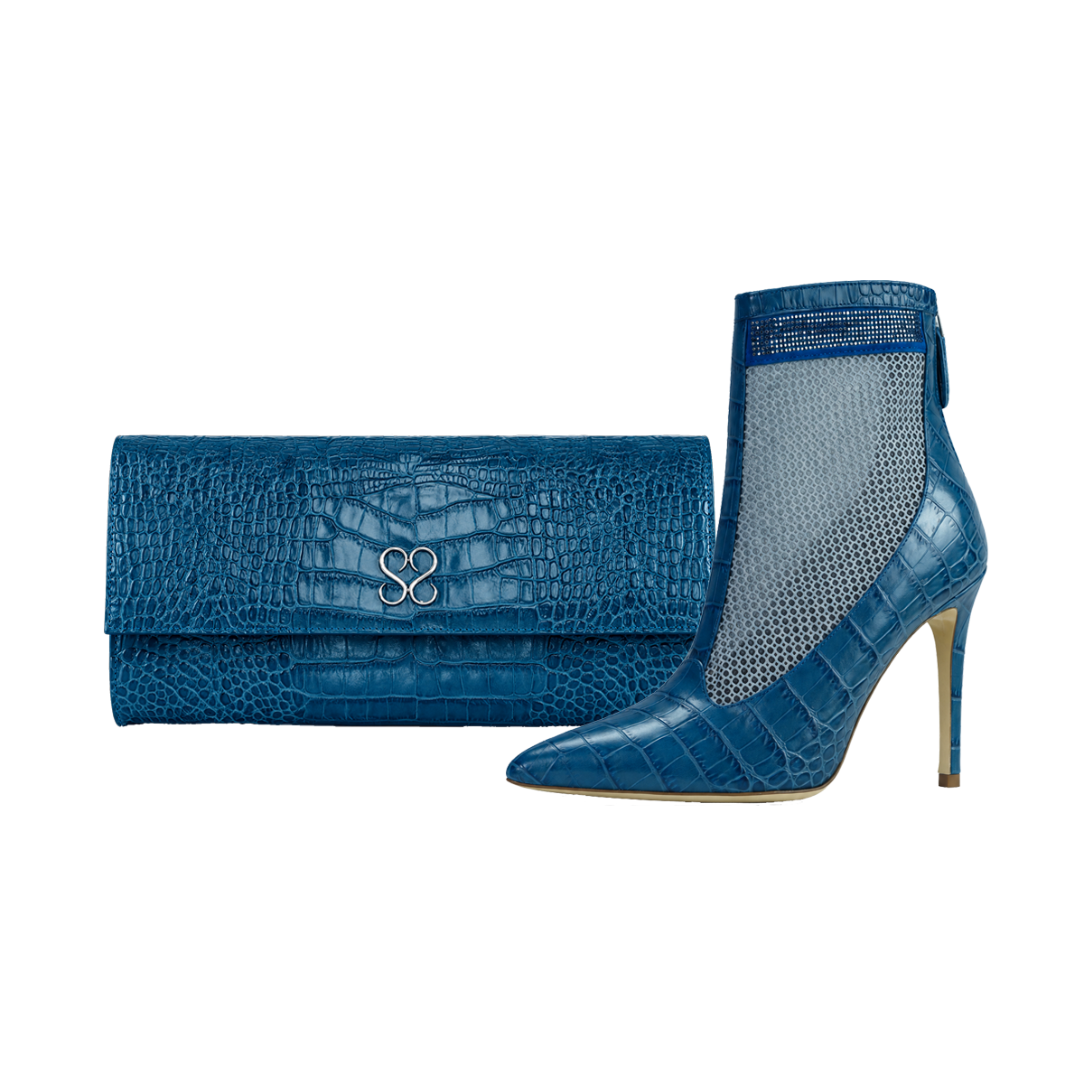 Valentina Croc Set in Shadow Blue