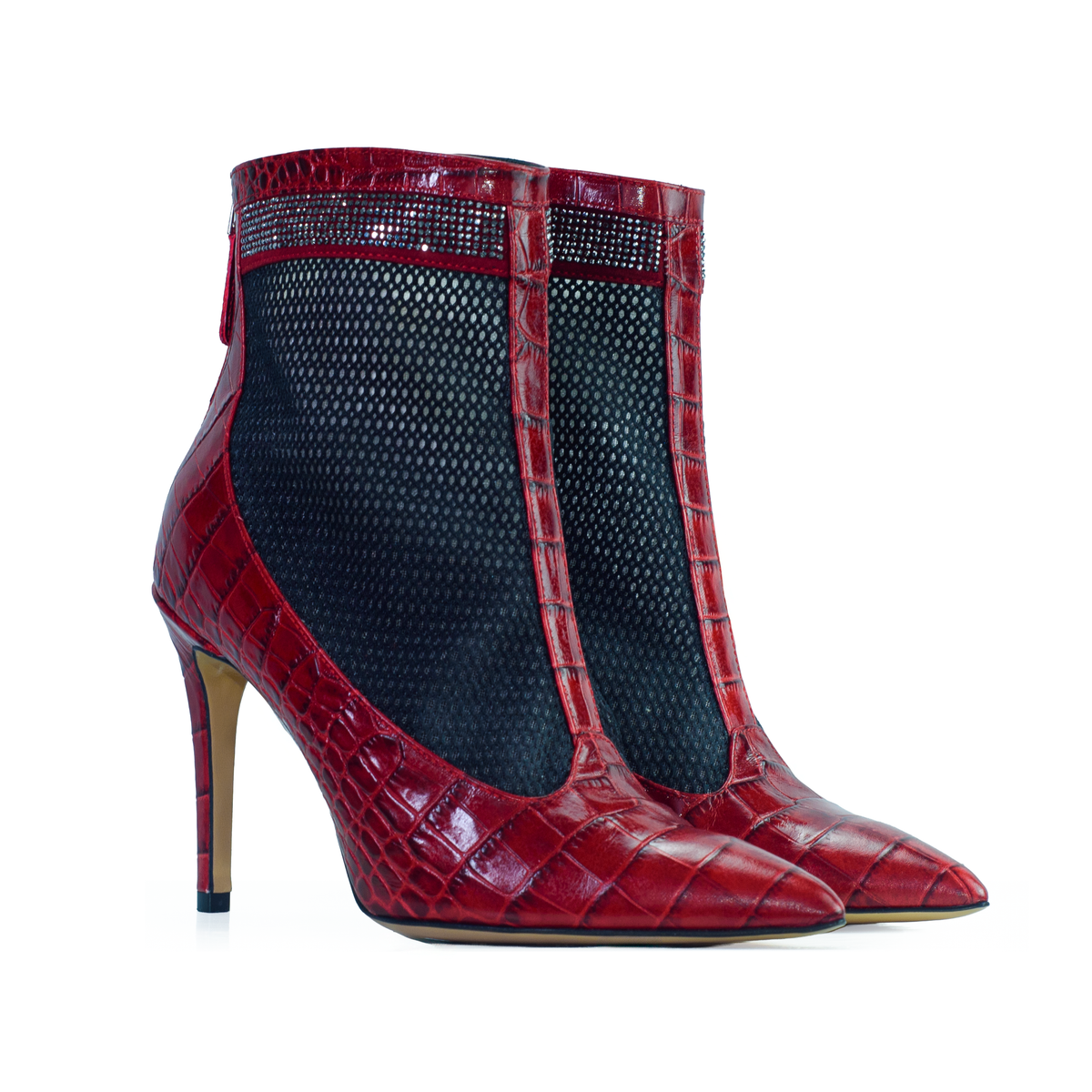 Valentina Croc Mesh Boot in Barbados Cherry