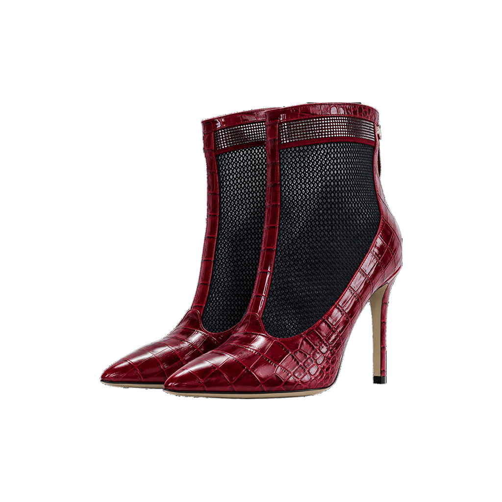 Valentina Croc Mesh Boot in Barbados Cherry