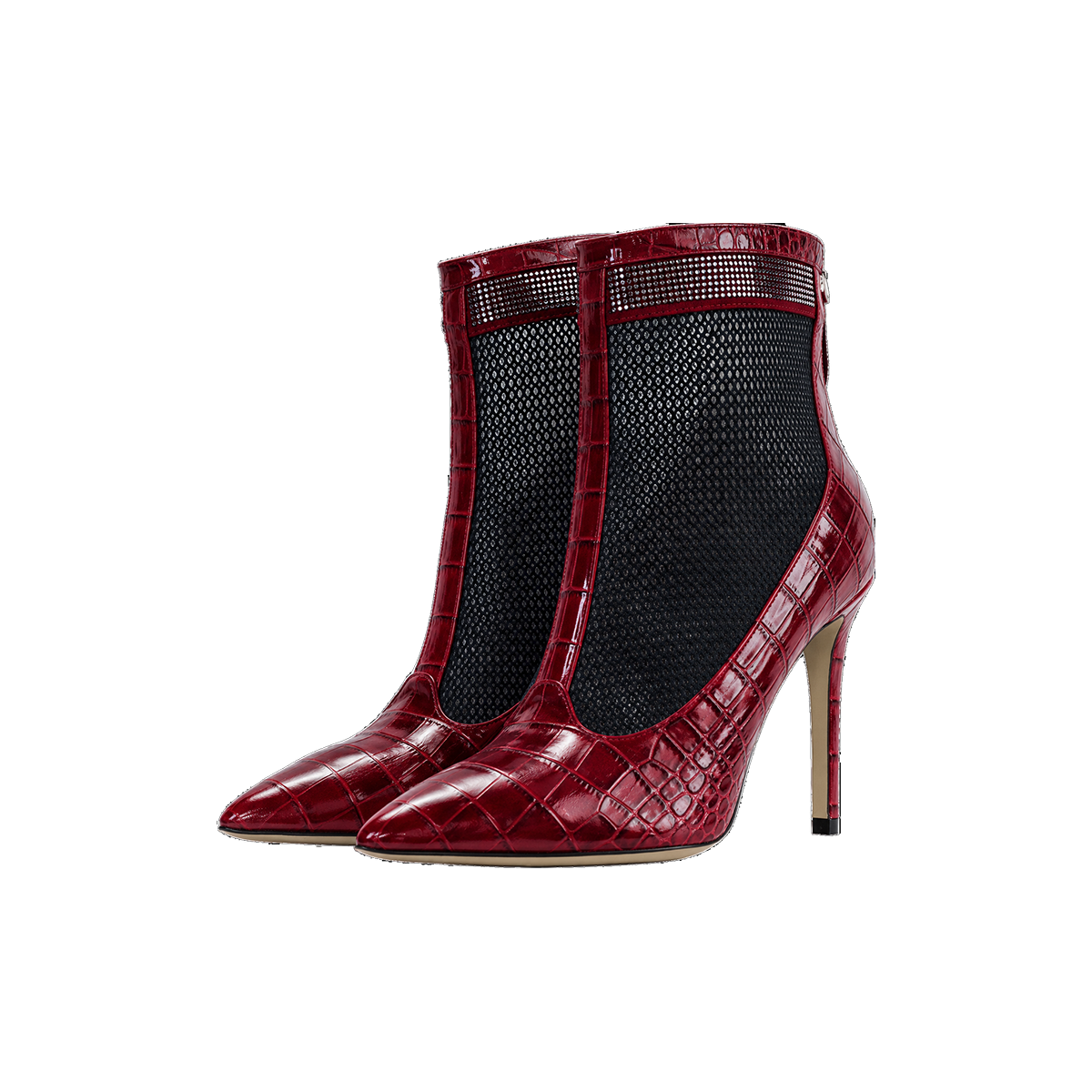 Valentina Croc Mesh Boot in Barbados Cherry
