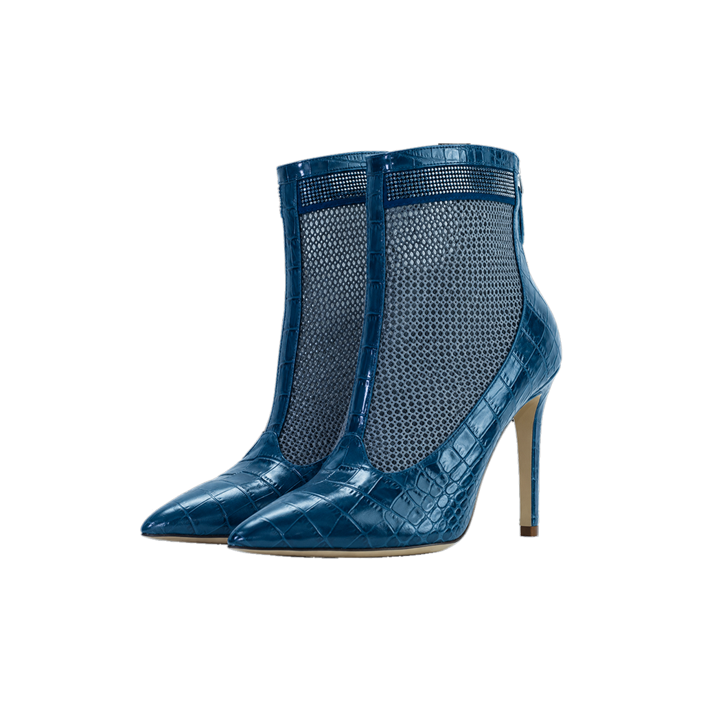 Valentina Croc Mesh Boot in Shadow Blue