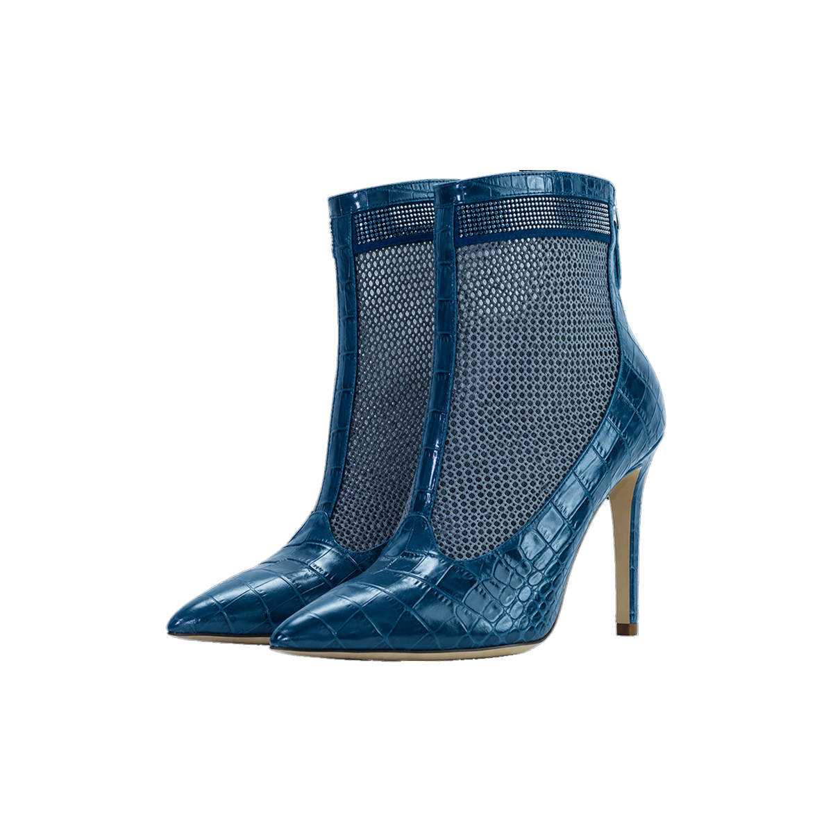 Valentina Croc Mesh Boot in Shadow Blue