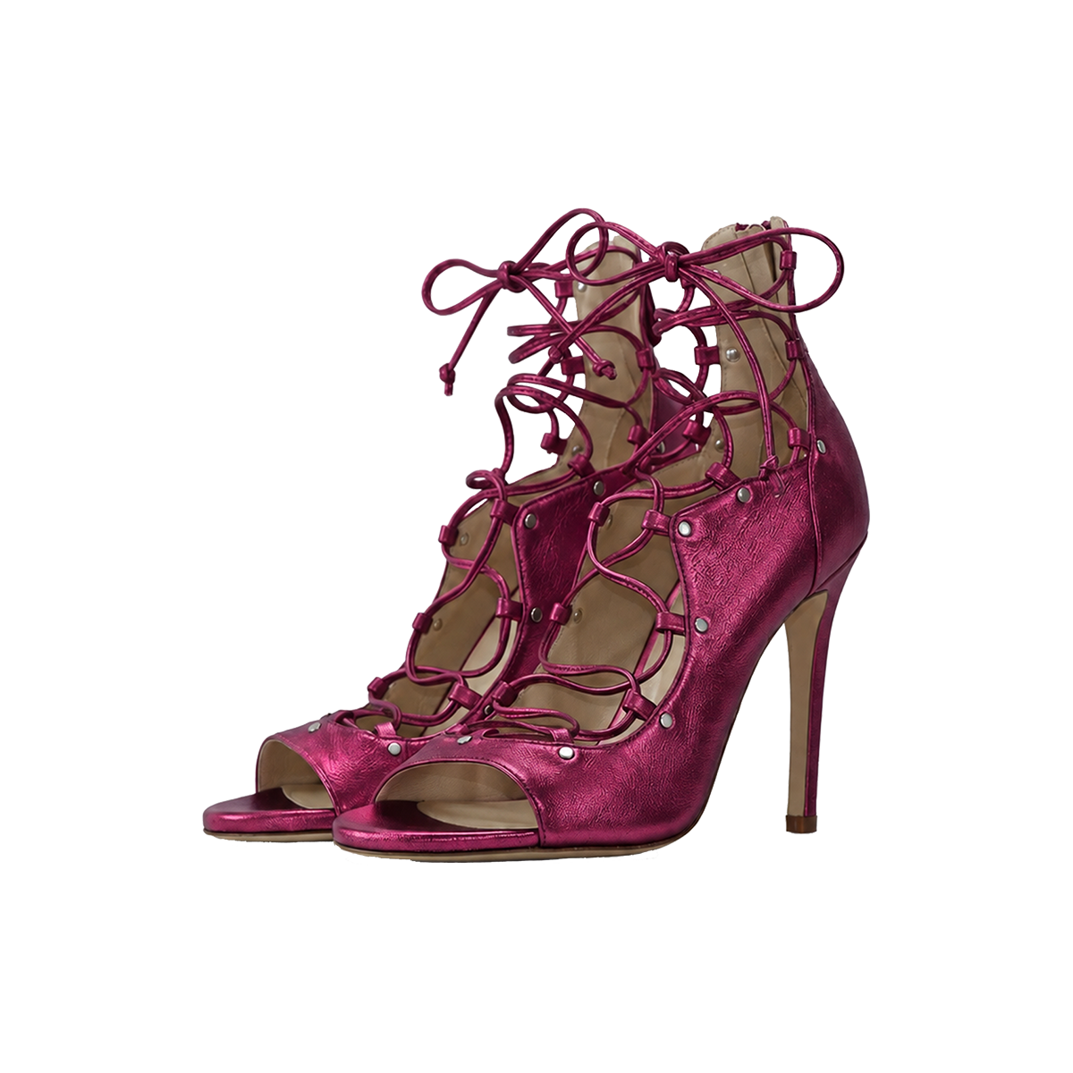 Avalyn Lace up Sandal in Raspberry