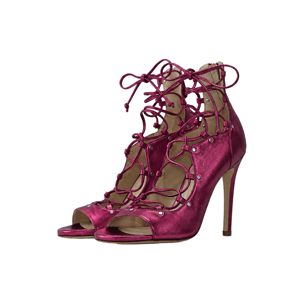 Avalyn Lace up Sandal in Raspberry