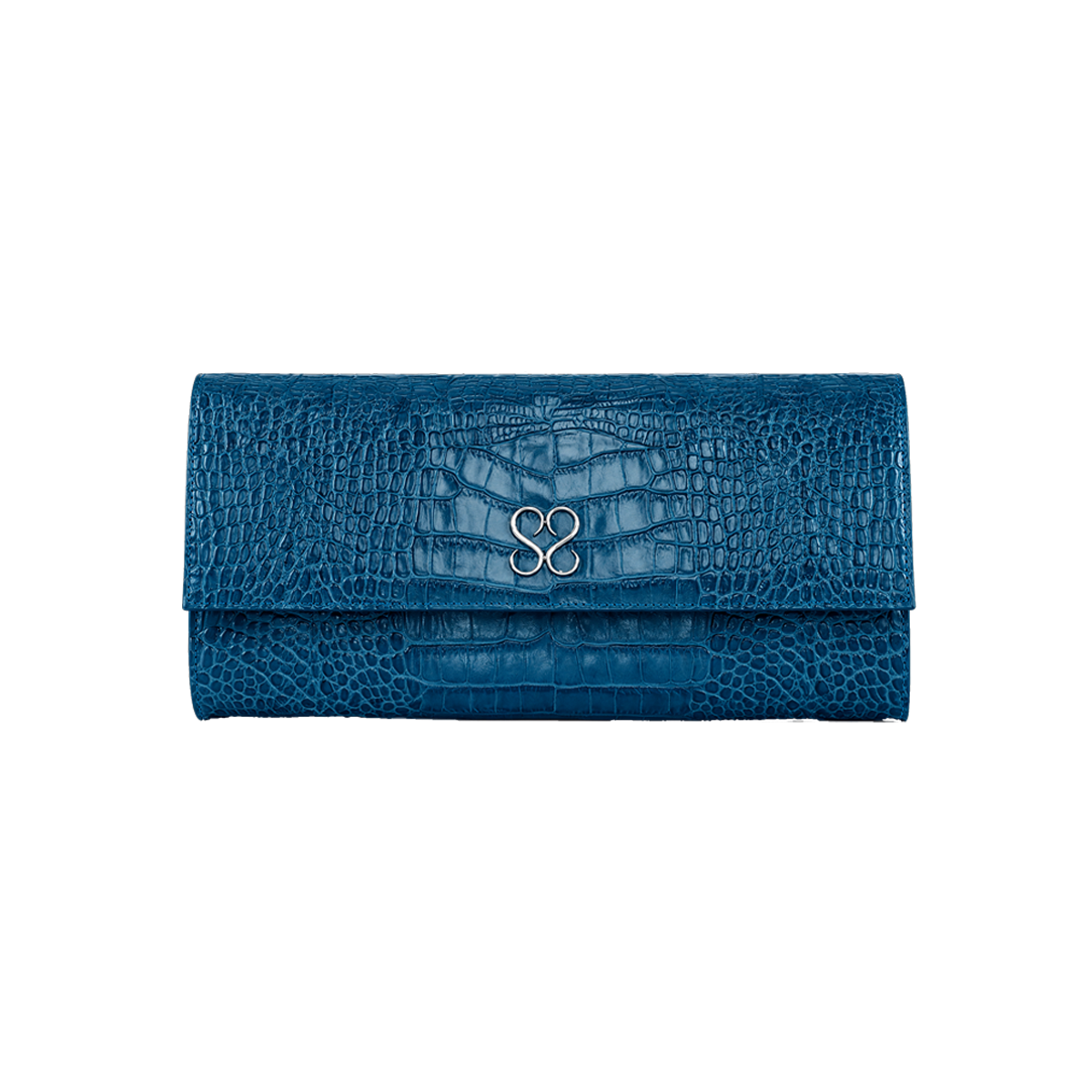Valentina Croc Clutch in Shadow Blue