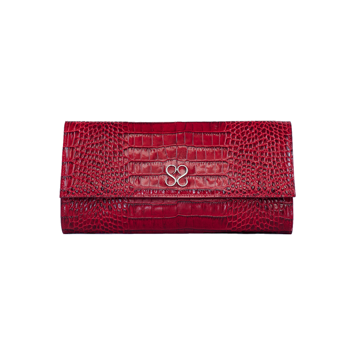 Valentina Croc Clutch in Barbados Cherry