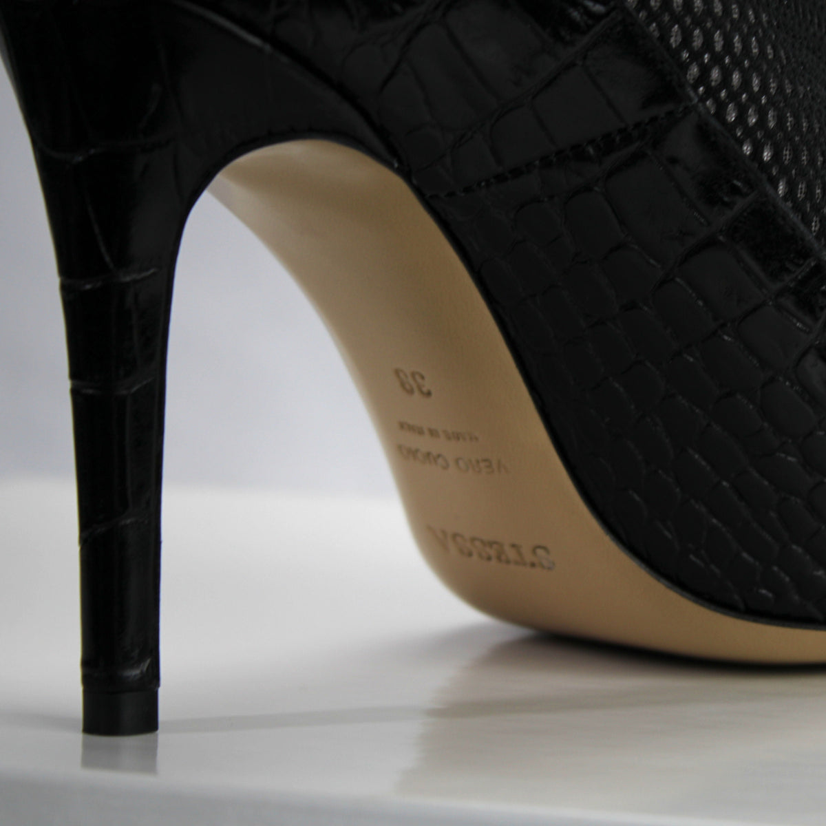 Valentina Croc Mesh Boot in Black