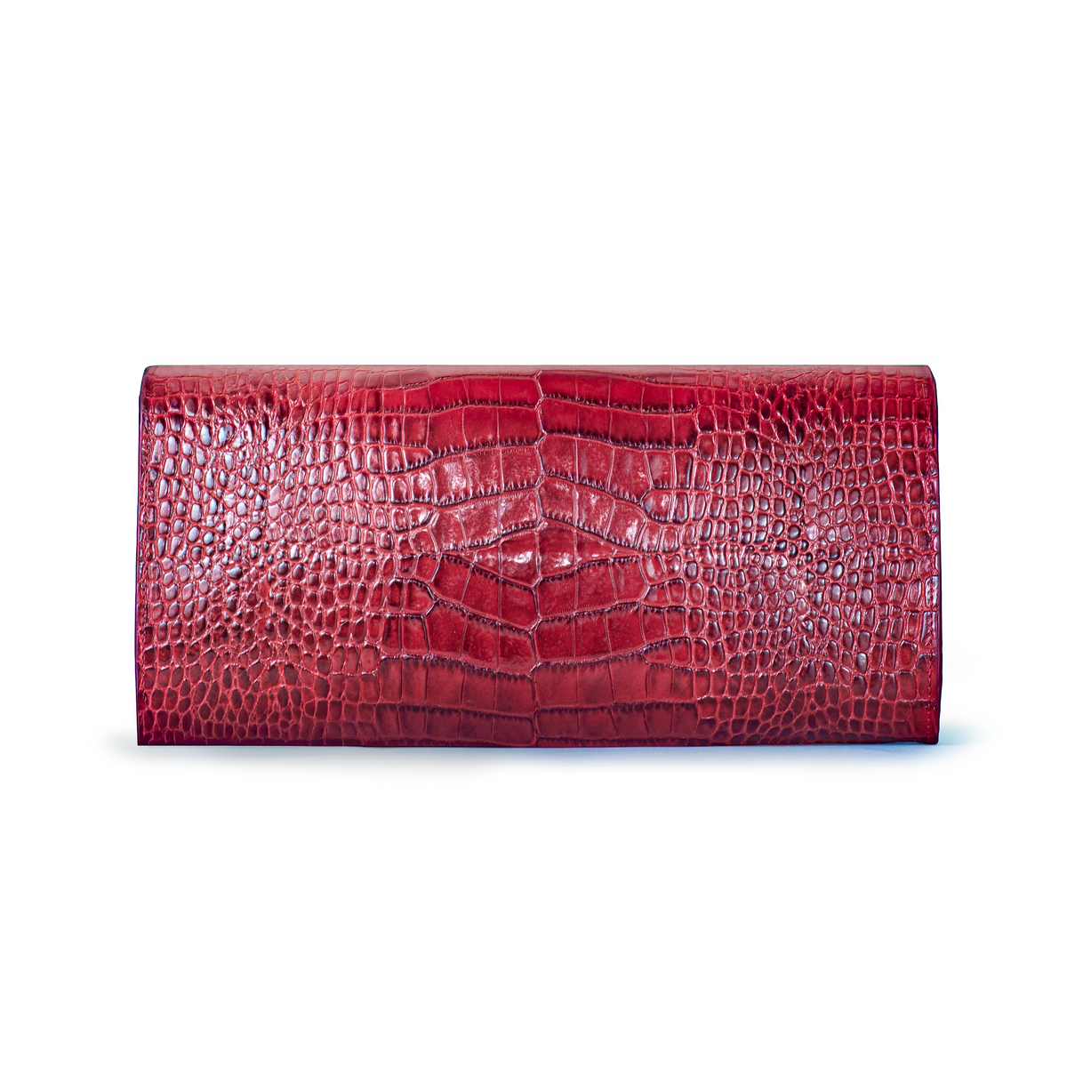 Valentina Croc Clutch in Barbados Cherry