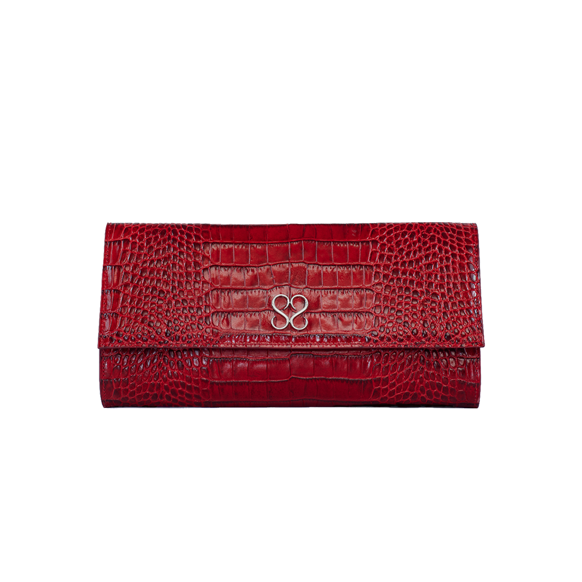 Valentina Croc Clutch in Barbados Cherry