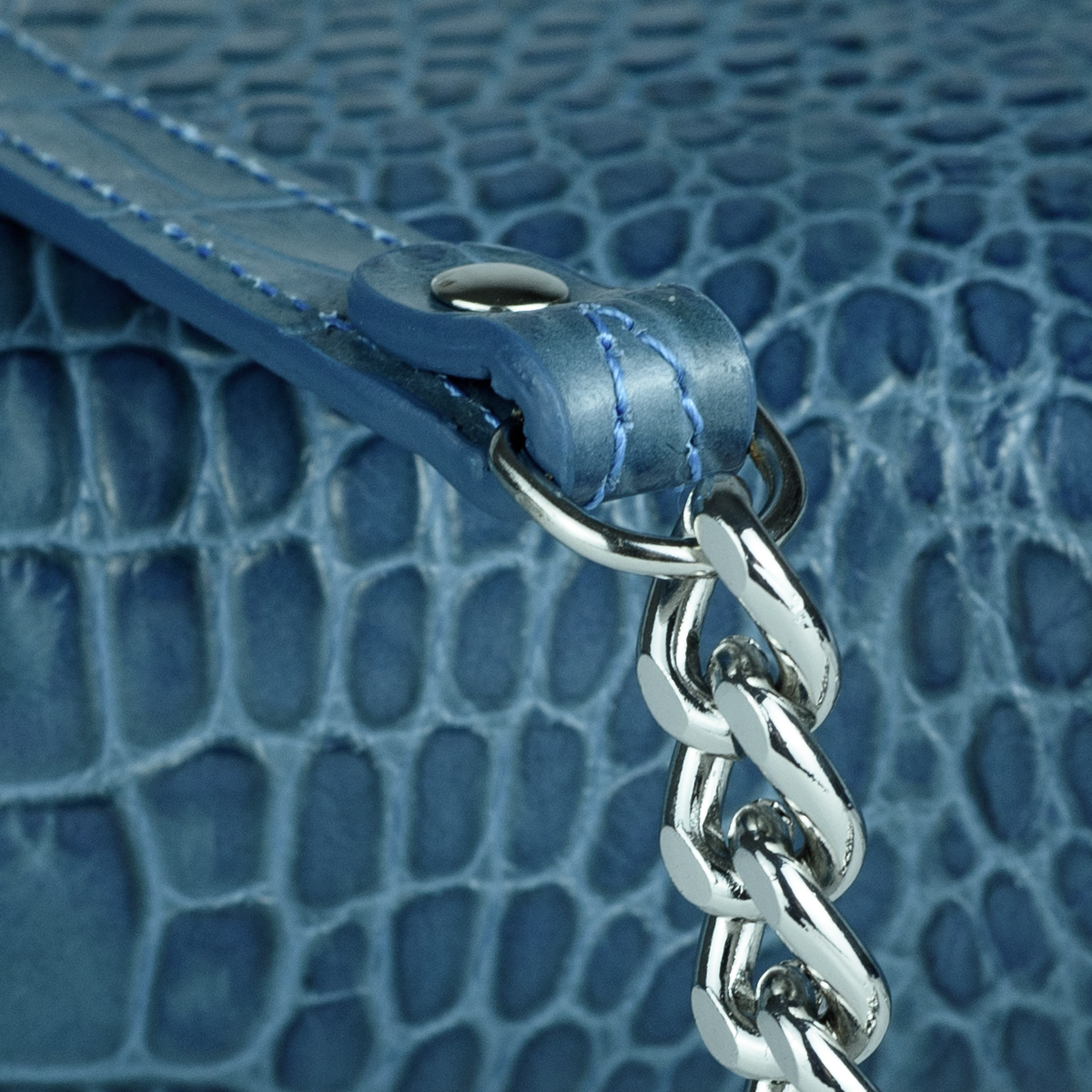 Valentina Croc Clutch in Shadow Blue