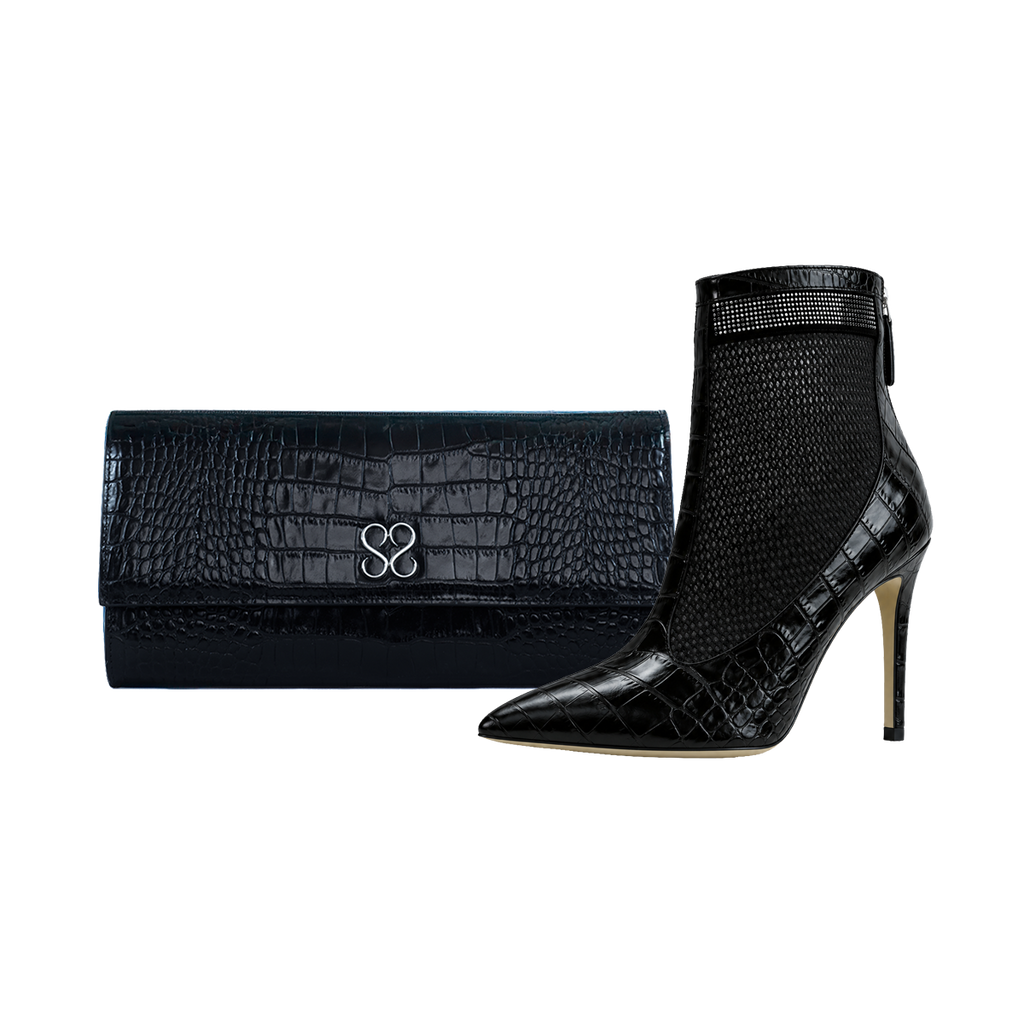 Valentina Croc Set in Black