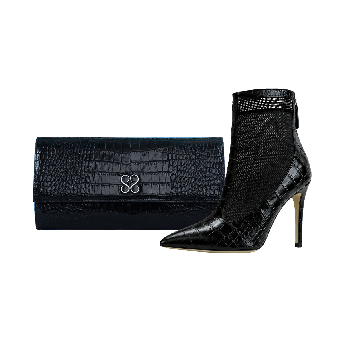 Valentina Croc Set in Black