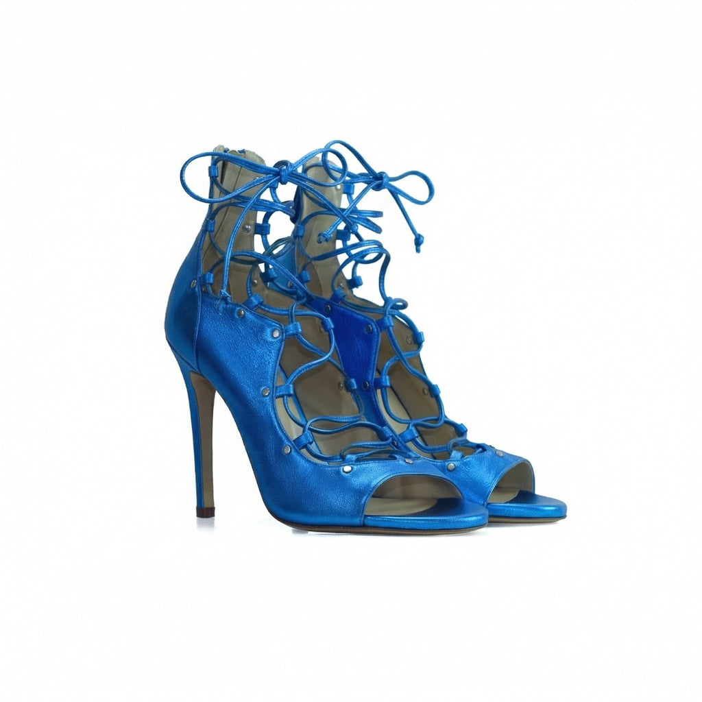 Avalyn Lace up Sandal in Ocean Blue