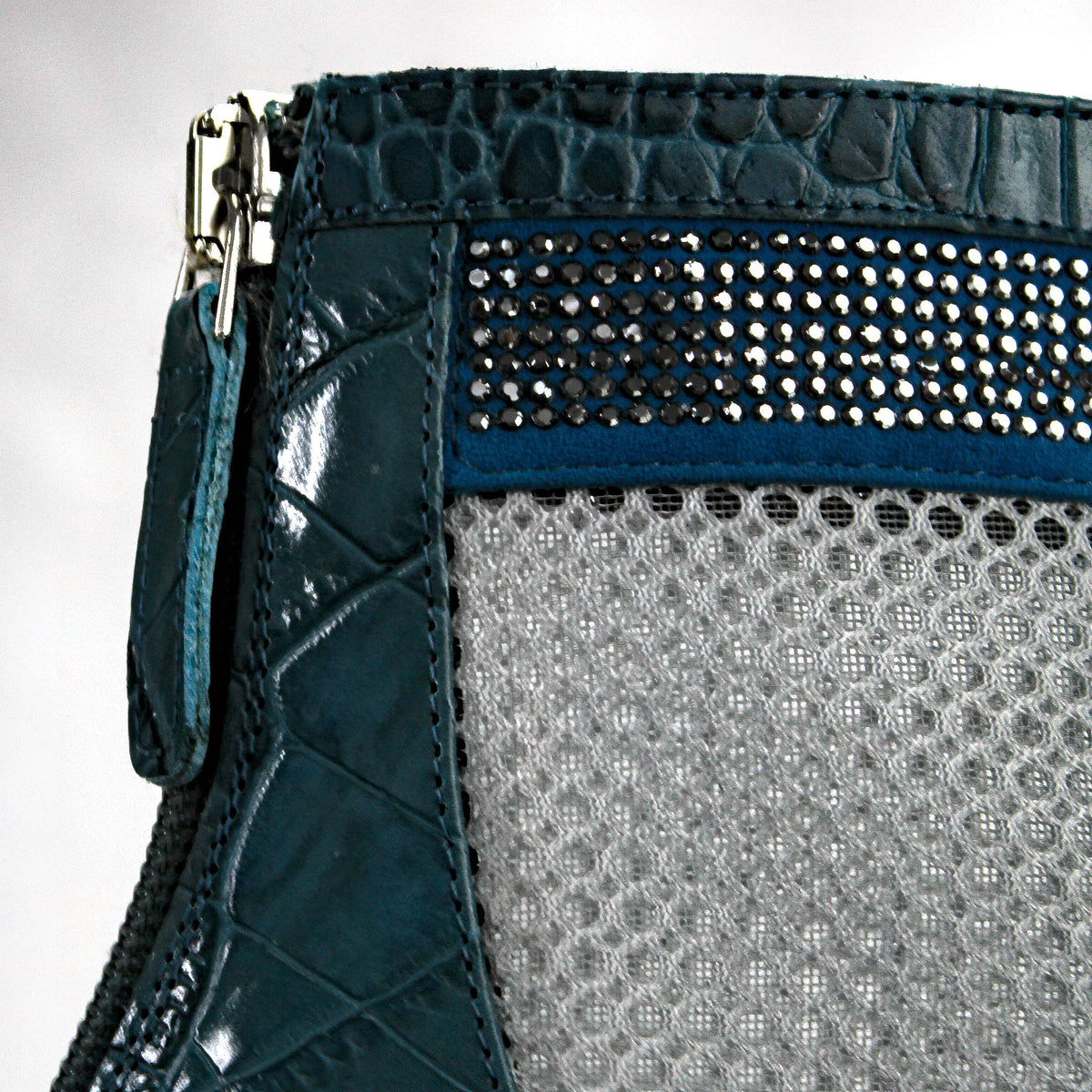 Valentina Croc Mesh Boot in Shadow Blue