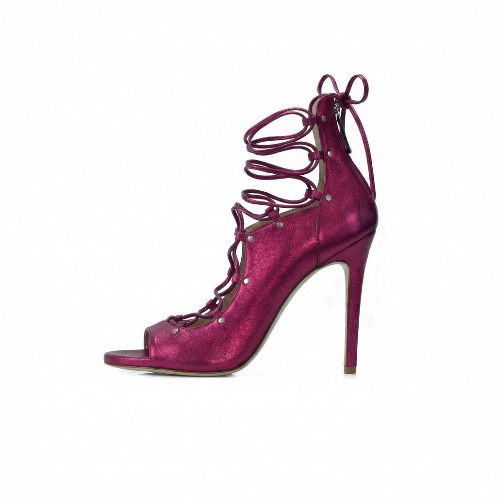 Avalyn Lace up Sandal in Raspberry