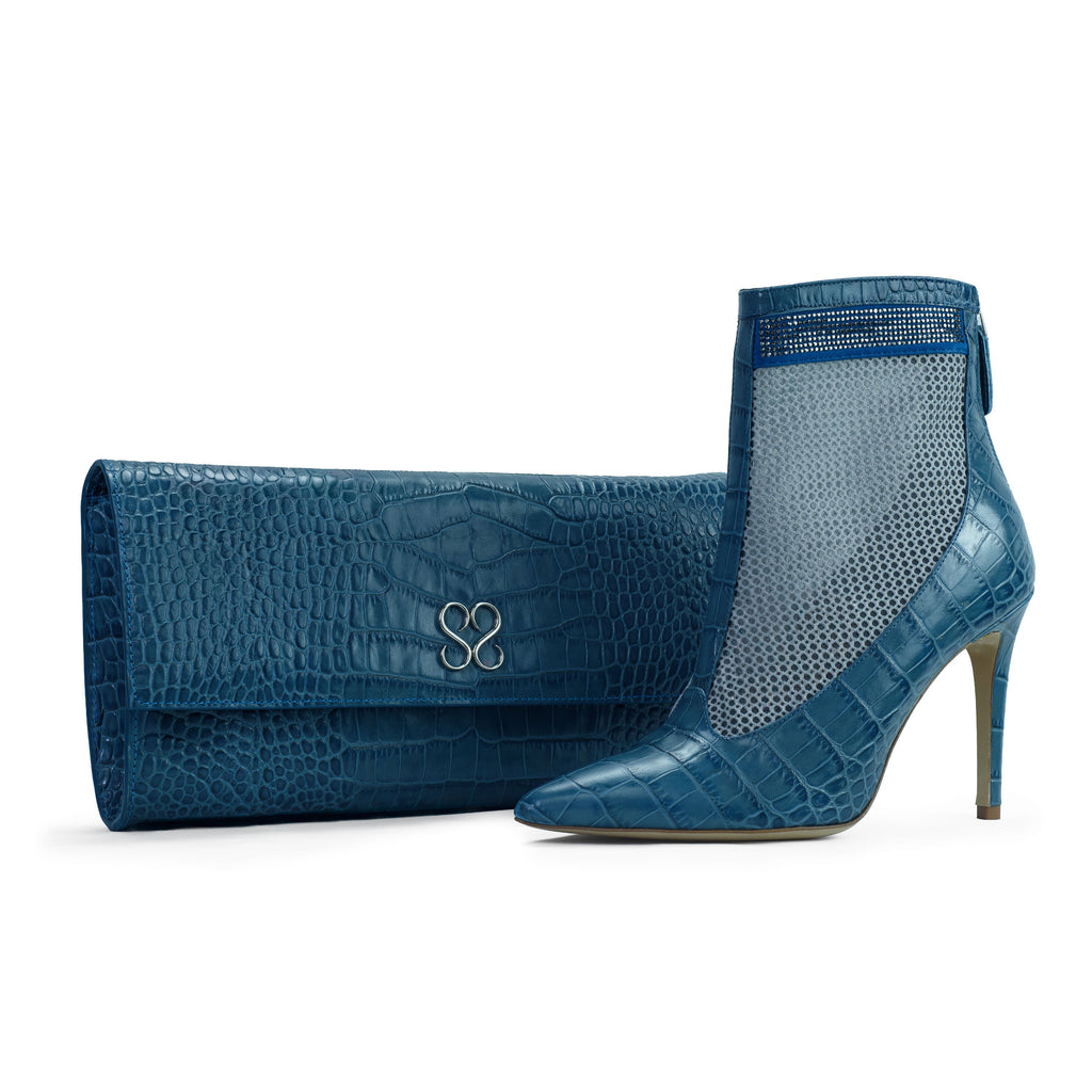 Valentina Croc Set in Shadow Blue