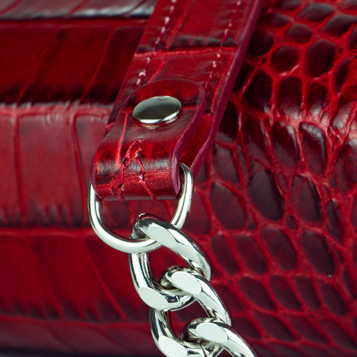 Valentina Croc Clutch in Barbados Cherry