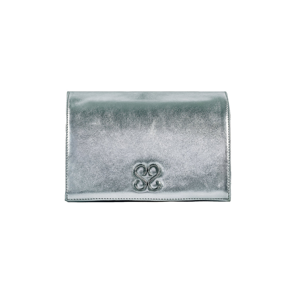 Molly Luxe Clutch in Silver