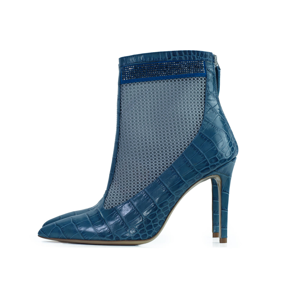 Valentina Croc Mesh Boot in Shadow Blue