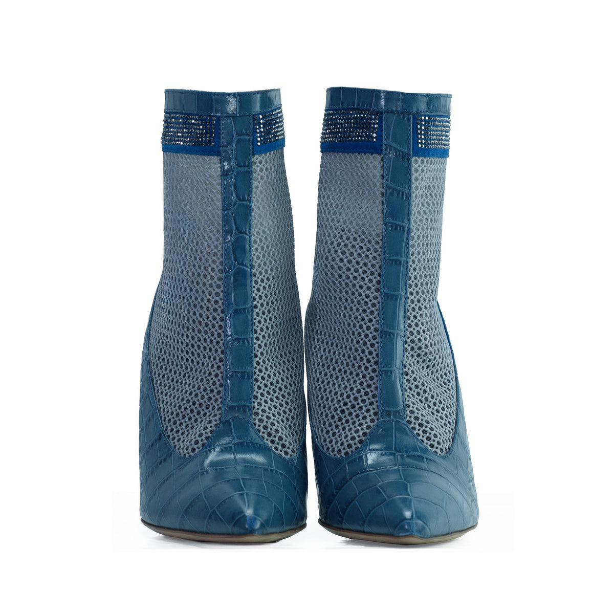 Valentina Croc Mesh Boot in Shadow Blue