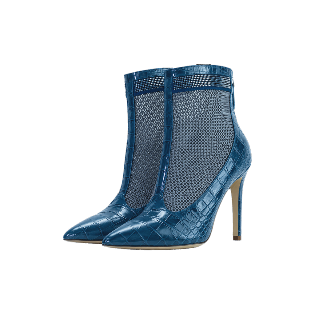 Valentina Croc Mesh Boot in Shadow Blue