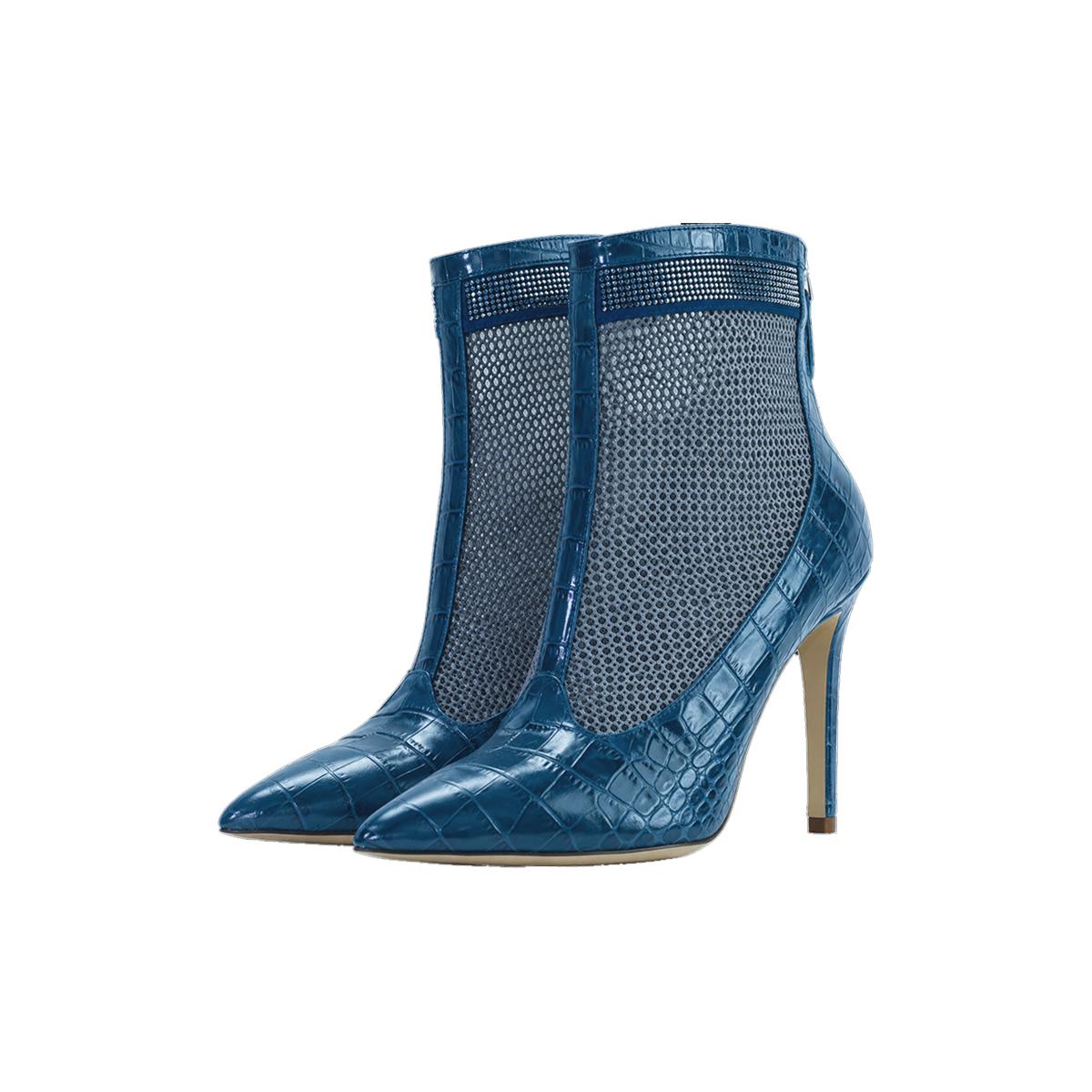 Valentina Croc Mesh Boot in Shadow Blue