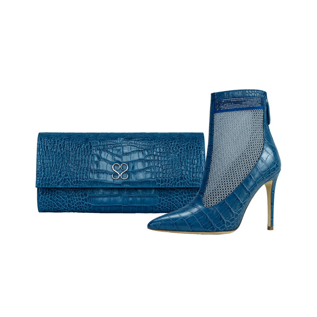 Valentina Croc Set in Shadow Blue