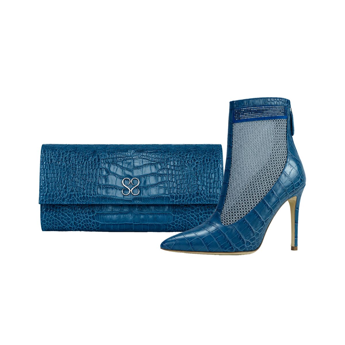 Valentina Croc Set in Shadow Blue