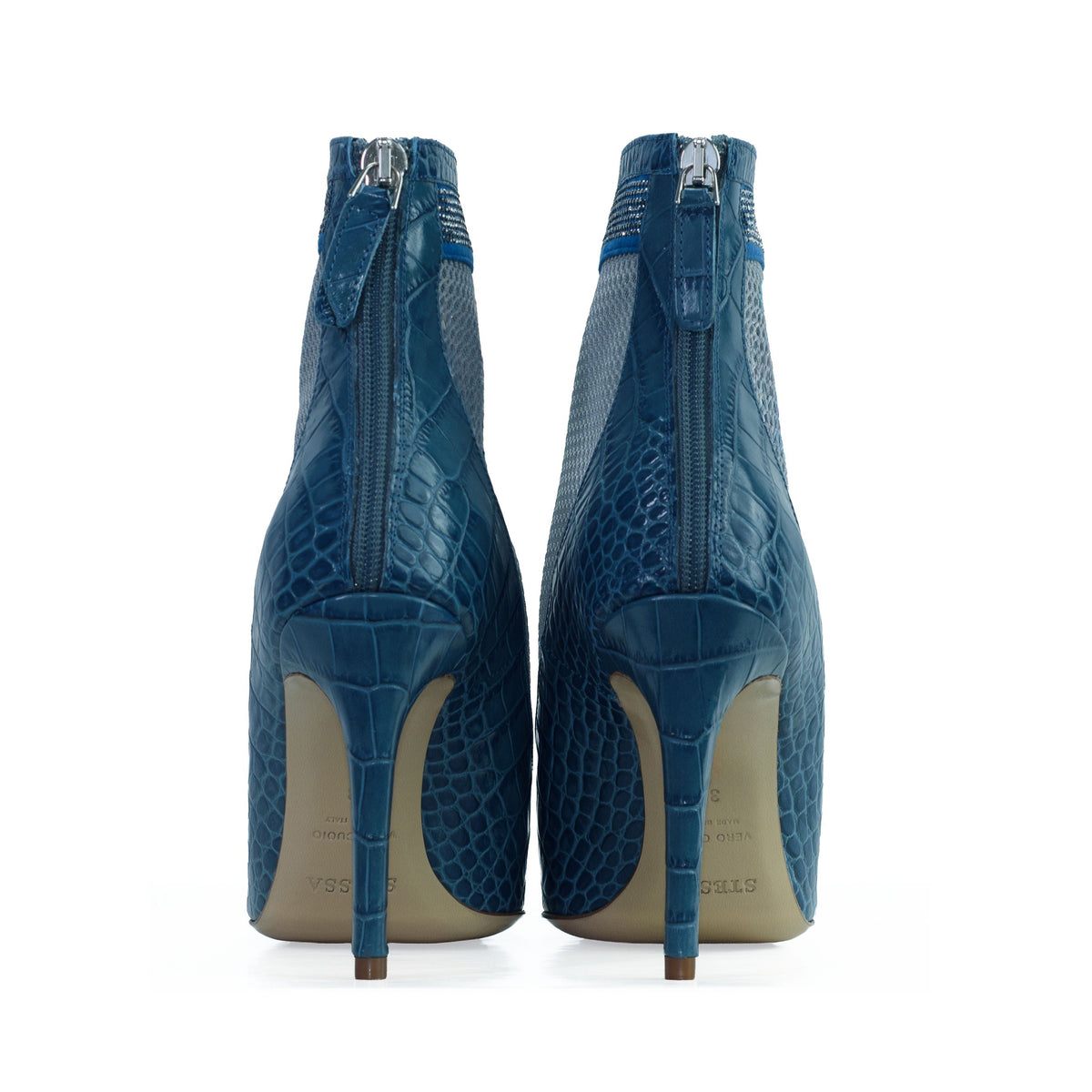 Valentina Croc Mesh Boot in Shadow Blue