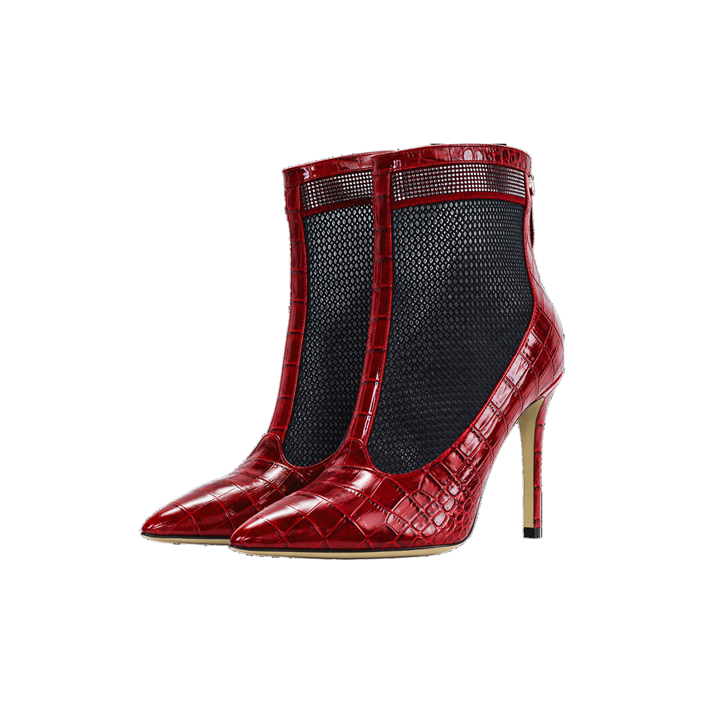 Valentina Croc Mesh Boot in Barbados Cherry