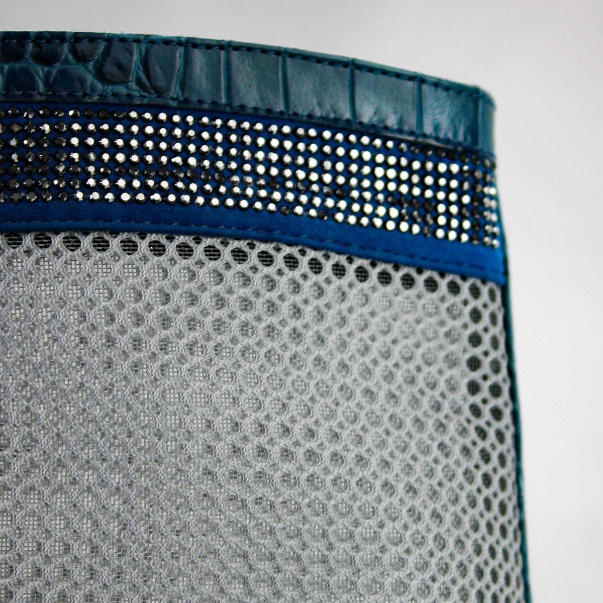 Valentina Croc Mesh Boot in Shadow Blue