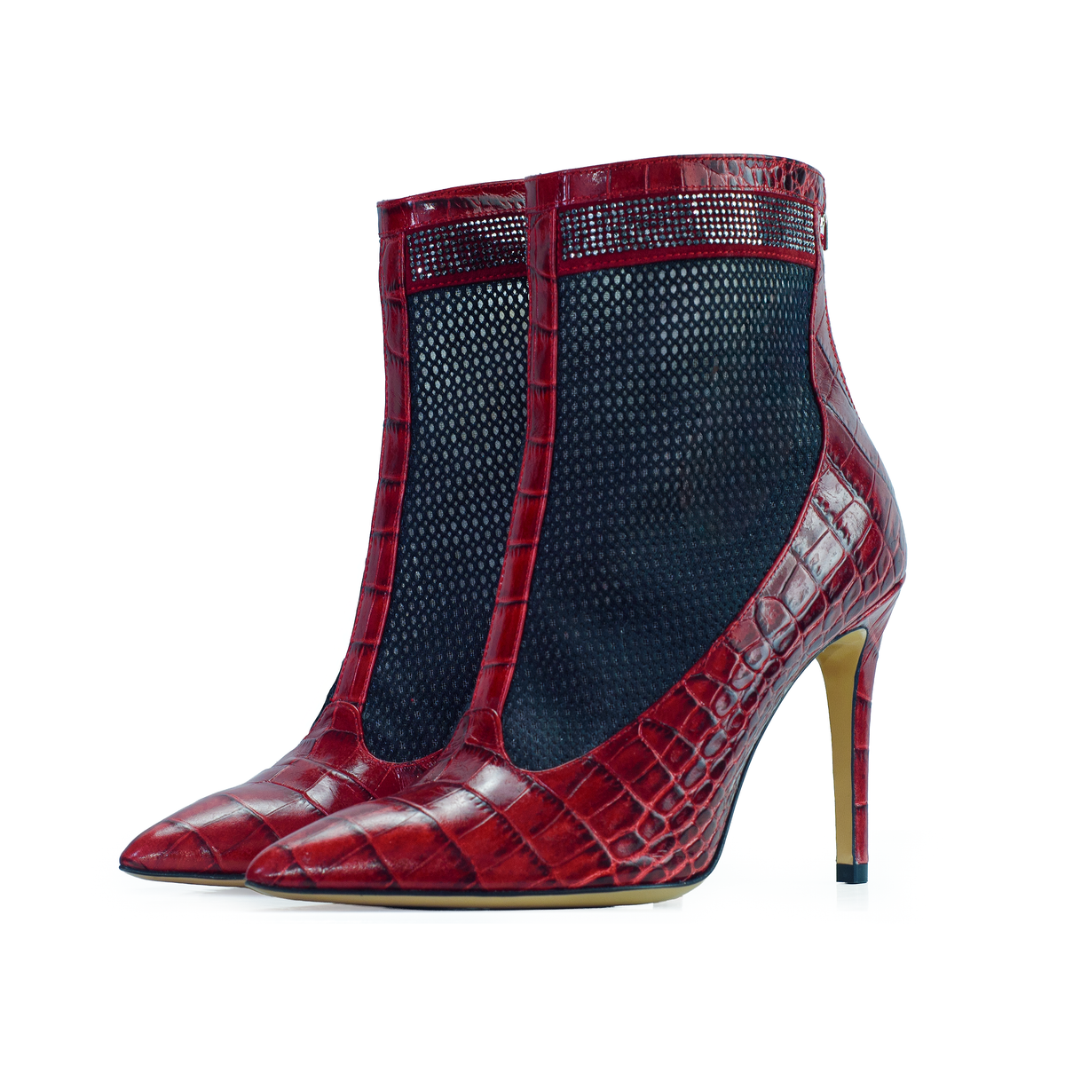 Valentina Croc Mesh Boot in Barbados Cherry