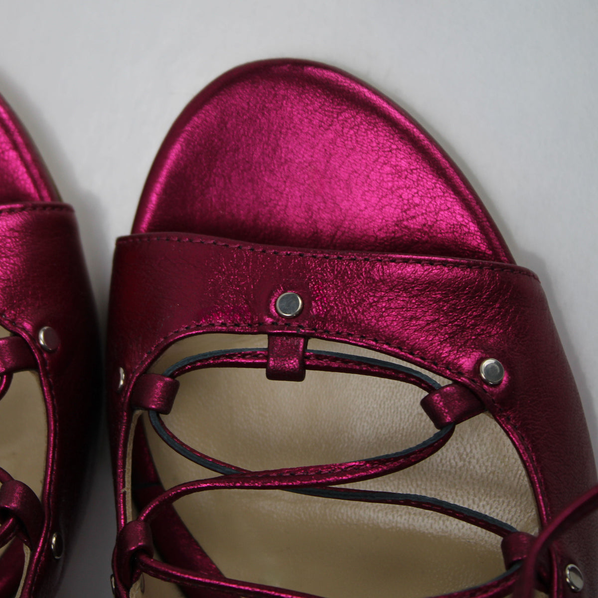 Avalyn Lace up Sandal in Raspberry