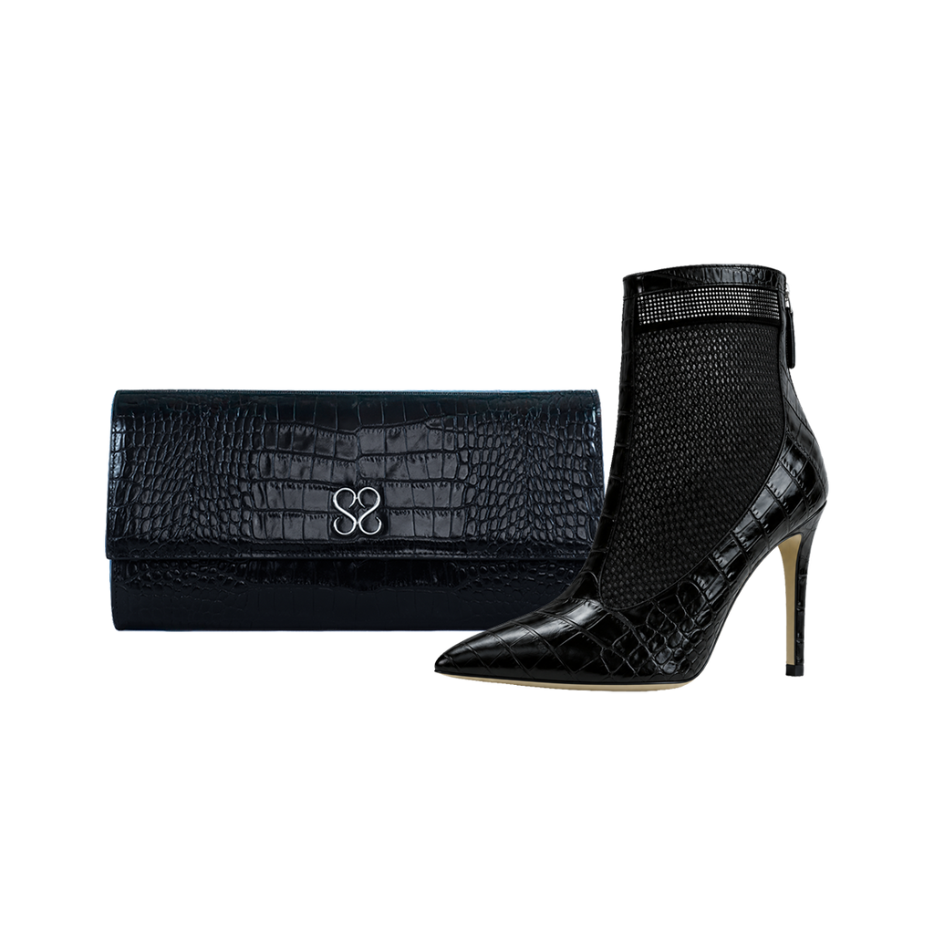 Valentina Croc Set in Black