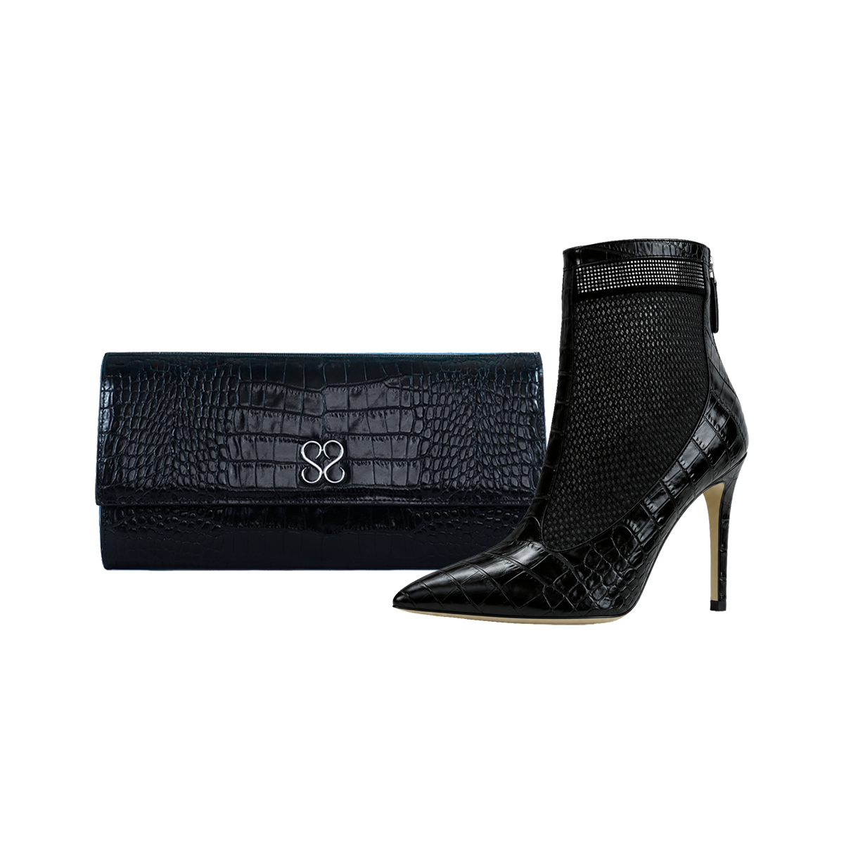 Valentina Croc Set in Black