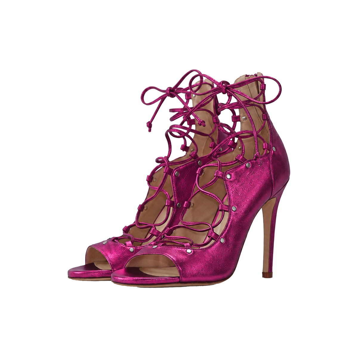 Avalyn Lace up Sandal in Raspberry