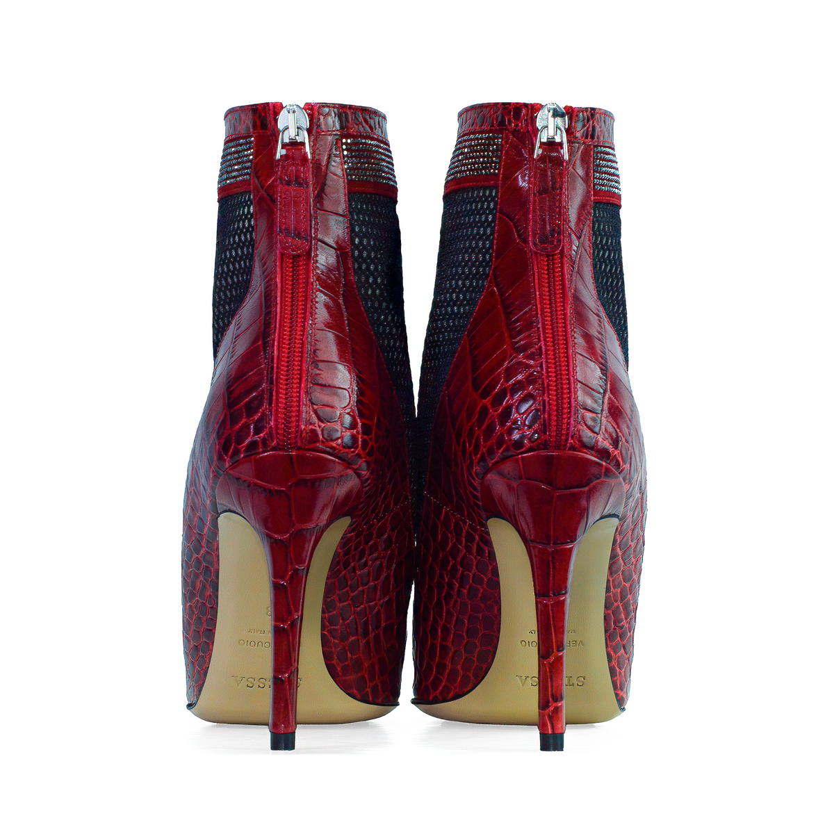 Valentina Croc Mesh Boot in Barbados Cherry
