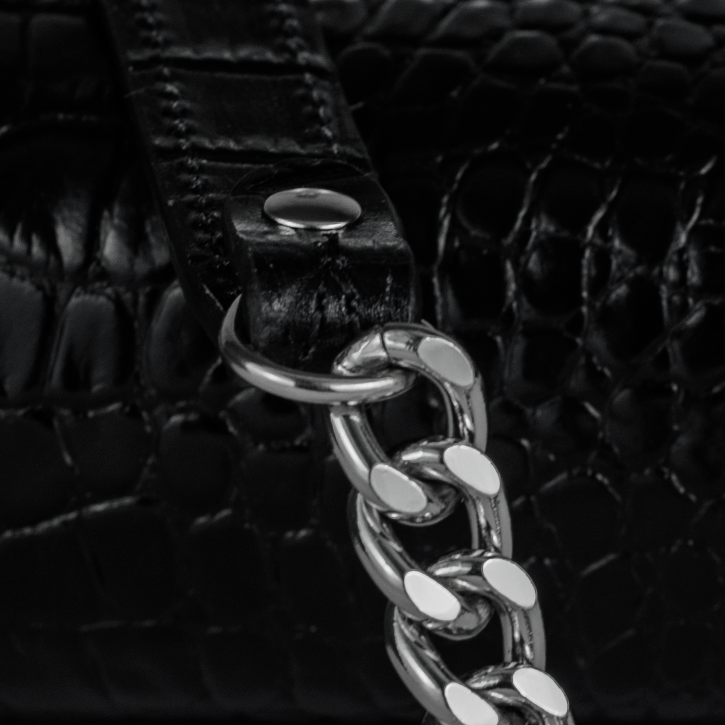 Valentina Croc Clutch in Black