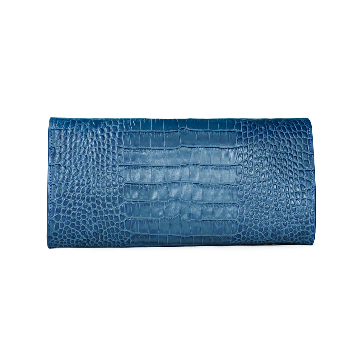 Valentina Croc Clutch in Shadow Blue